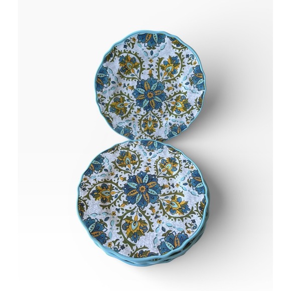 Le Cadeaux "Allegra" Turquoise Set Of 4 Dinner Plates Melamine BPA Free - Picture 4 of 9